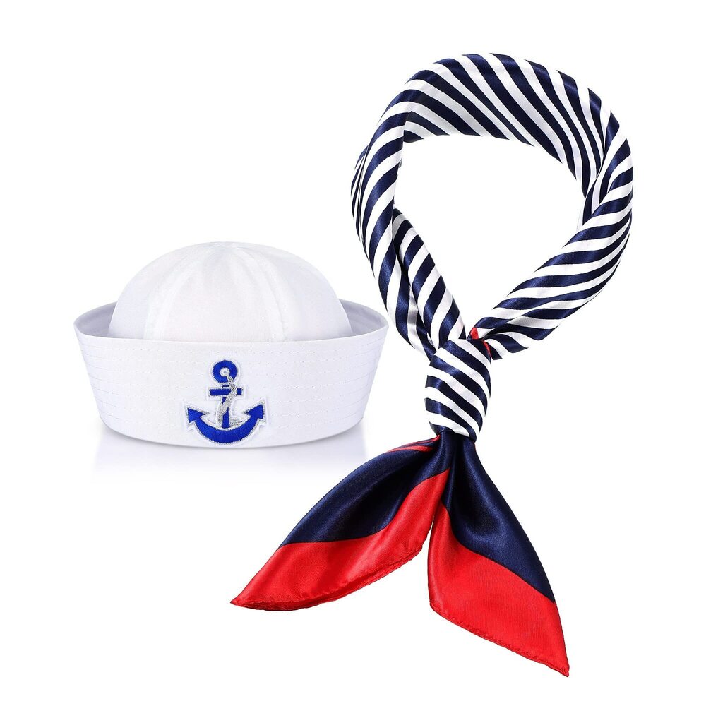 5685 Sailor Hat And Scarf Set For Halloween Outfit With White